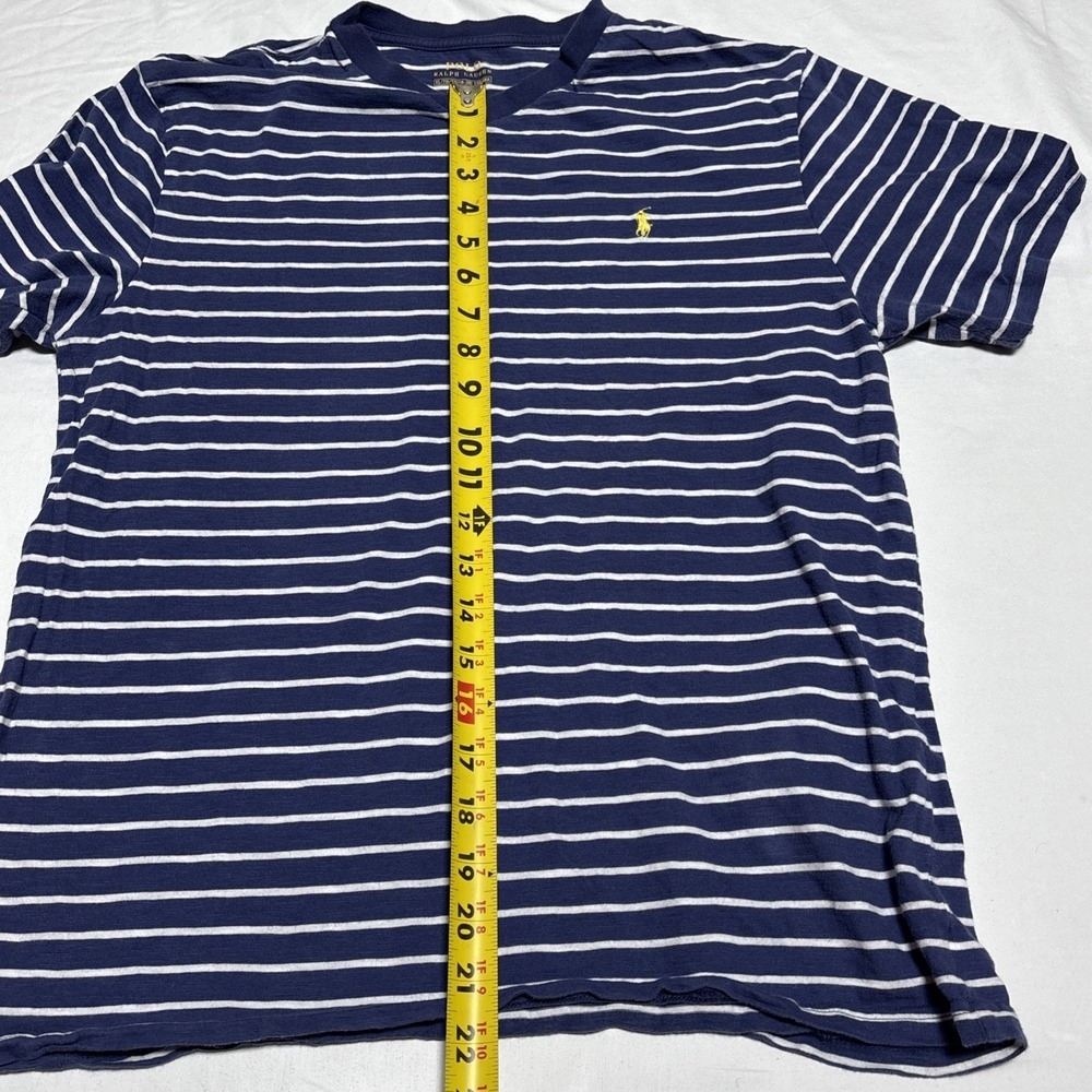 Kids Polo Ralph Lauren Shirt XL Blue/White Striped V Neck Short Sleeve Shirt - Picture 7 of 8